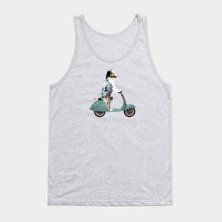 Australian Shepherd on a Scooter Funny Tank Top